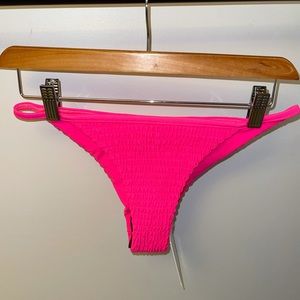 Hot pink ruched bikini bottoms